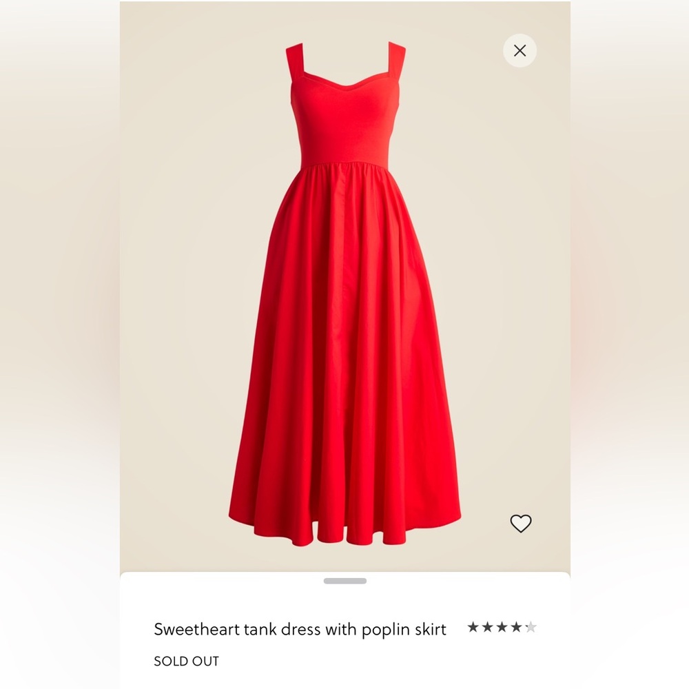 NWT- Sweetheart tank dress with poplin skirt-M